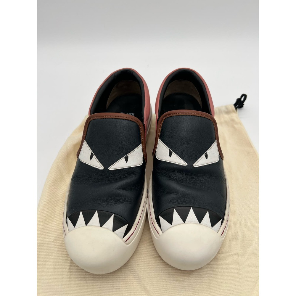 Fendi Pink Leather Monster Bug Slip on Sneakers w/ Dustbag sz 35 - Picture 1 of 9